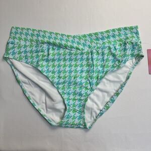 Ninety-Nine° High-Waist Cheeky Swim Bottoms Juniors Plus Size 2X Blue Green